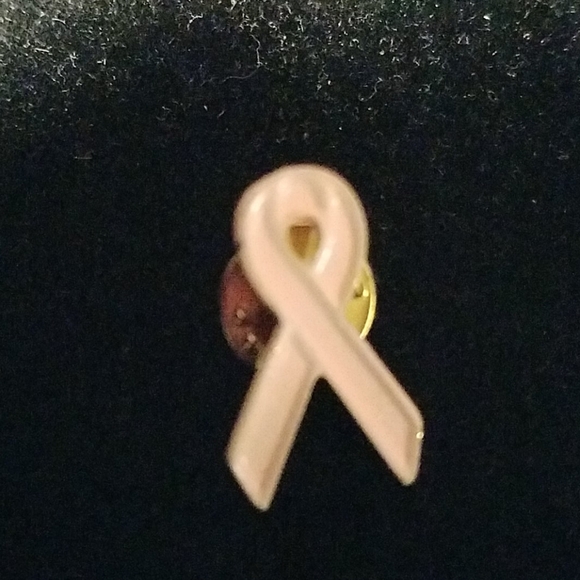Breast Cancer Pink Rhinestone Ribbon Tack Pin 1" - Picture 1 of 1